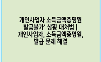 개인사업자 소득금액증명원 발급불가’ 상황 대처법 | 개인사업자, 소득금액증명원, 발급 문제 해결