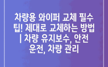 차량용 와이퍼 교체 필수 팁! 제대로 교체하는 방법 | 차량 유지보수, 안전 운전, 차량 관리